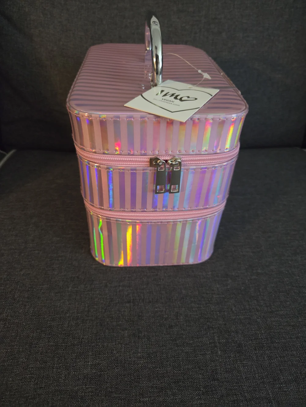Glam Pink Iridescent Vegan Cosmetic Case/Make-up Organizer/Travel Case